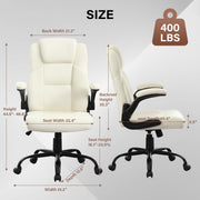 JonPonY XL-9189-WHITE Big & Tall 400LBS Wide Seat Ergonomic Computer Desk Chair, White