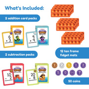 The Fidget Game Math Ahoy Educational Math Game with Addition and Subtraction Flash Cards, Coins, Ten Frame Fidget Mats, Multicolor