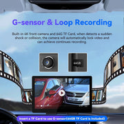 MHCABSR 9-Inch Wireless Carplay Screen with 4K Front Dash Cam, 1080p Backup Camera, ADAS, Bluetooth, GPS