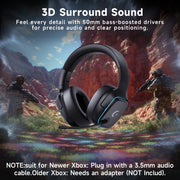 AYEDLOE Wireless Gaming Headset, 2.4GHz and Bluetooth 5.3, Noise-Canceling Mic, 7.1 Surround Sound, 70H Battery Life, RGB Lights, Foldable, Black
