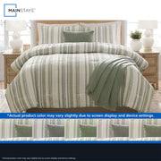 Mainstays Yarn Dyed Stripe 5-Piece Comforter Set, Green and White, Full/Queen, Includes Comforter, Shams, Decorative Pillow, Throw, MSD566170522052