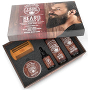 Viking Revolution Beard Care Kit, Ultimate Conditioner Set with Wash, Conditioner, Oil, Balm, Dual-Action Comb, Sandalwood Scent