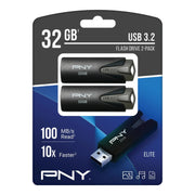 PNY P-FD32GX2ELT-GE Elite USB 3.2 Flash Drive 32GB 2-Pack - 100MB/s
