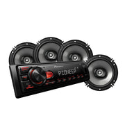Pioneer MXT-S1466BT Car Audio Stereo Bundle, Bluetooth Head Unit Receiver with Hands-Free Calling, USB Charging, AM/FM Radio, Four 6.5-Inch 4-Ohm Speakers, 50W x 4 RMS