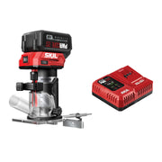 Skil 20V Brushless Compact Router Kit, 1 HP Motor, 4.0Ah Lithium-Ion Battery, Variable Speed, Quick Depth Adjustment, Edge Guide, LED Light, 3-Piece Bit Set, RT1430B-10