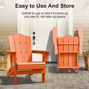 JUSTLET Adirondack Chair, Outdoor Folding Plastic Recycled Adirondack Chair(No Table), Orange