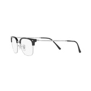 Ray-Ban RX7216 Unisex New Clubmaster Square Eyeglasses, Black on Silver Frame, 49 mm