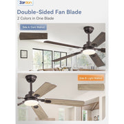 Zardon 52 in Modern Ceiling Fan with Ultra-Quiet DC Motor, Integrated LED Light with 3 Color Temperatures, Timer, Oil Bronze, ZMF52YWOB11