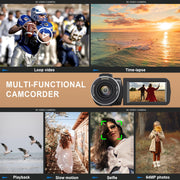 Keculbo Video Camera, 8K UHD, 64MP Photos, 18x Digital Zoom, WiFi, IR Night Vision, 3-Inch Flip Touchscreen, Black, VD-106