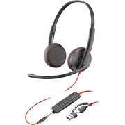 Poly Blackwire 3225 USB-C Wired Headset with Noise-Canceling Microphone, Over-Ear, Black 8X229A6