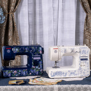 Janome Wisteria Promenade Mechanical Sewing Machine, 15 Built-In Stitches, Adjustable Stitch Length and Zigzag Width, Front-Loading Bobbin, Indigo, 001WISTERIA