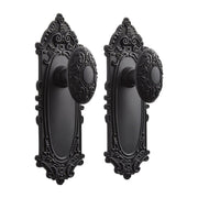 Signature Hardware SH552125MB Valma Brass Interior Door Knob & Plate Set - Adjustable Backset - Passage - Matte Black