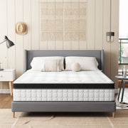 Tvdfgts 12 Inch Queen Hybrid Mattress with Cooling Gel Memory Foam, Individually Pocketed Coils, Medium-Firm, Breathable 3D Knitted Fabric