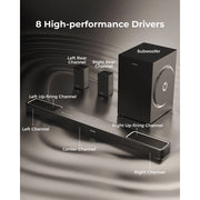 Ultimea Skywave F40 Boom SE 5.1.2 Channel Sound Bar with Dolby Atmos, 460W Peak Power, Black