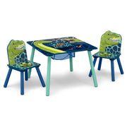 Delta Children TT9844DIN-2027 Dinosaur Table and Chair Set With Storage (2 Chairs Included) , Blue/Green