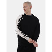No Boundaries All Gender Fleece Crewneck Sweatshirt, Oversized Fit, Long Drop Sleeves, Large, Black Soot Tie Dye