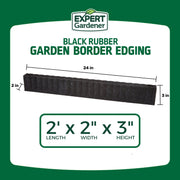 INTERNATIONAL MULCH COMPANY DCEGTE2SLRD8 Expert Gardener Recycled Rubber Garden Border Landscape Edging, Black, 2 x 3 in, 8 Pack