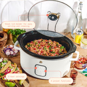 Beautiful 6 Qt Programmable Slow Cooker by Drew Barrymore, Five Preset Functions, Digital Timer, Cool-Touch Handles, Removable Ceramic Pot, Taupe or White Icing