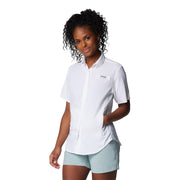 Columbia PFG Tamiami II Women's Short Sleeve Button Down Shirt, Omni-Shade UPF 40, Omni-Wick, White, Medium, 127571