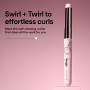L'ANGE HAIR Le Pirouette 32MM Titanium Rotating Hair Curling Iron, Self-Rotating Curler, Blush, 2638