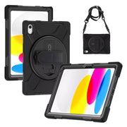 CODi Rugged iPad Case for 10.9 in 10th Generation, Heavy-Duty Shockproof Protection, 360 Coverage, Rotating Kickstand, Adjustable Hand Strap, Detachable Shoulder Strap, Black, C30705069
