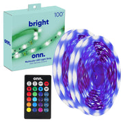 onn. 100142675 Multicolor LED Light Strip with Remote Control, 100'