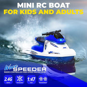 USA Toyz Force1 Wave Speeder Rechargeable RC Boat, Easy to Use 2.4G System, High-Speed Racing Toy (Blue)