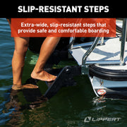 Lippert Pontoon Boat Ladder, Slip-Resistant Steps, Stainless Steel Handrails, Powder-Coated Aluminum, Saltwater Rated, 400 lb Capacity, 2025041871