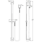 Pfister Modern Square Adjustable Slide Bar with 60 in Hose Polished Chrome 31-3/4 in