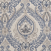Curtainking GMVNSBLKP2-5063C02 Damask Printed Curtains, W52 x L63 Blue on Greyish Beige