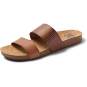 Reef Cushion Vista Women's Slide Sandals, Vegan Leather Double Strap, Arch Support, Lightweight Rubber Outsole, Espresso Duo, 7, CJ6498