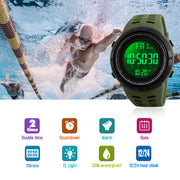 SKMEI 1251 Men Military Digital Sports Watch, Waterproof 50m, Alarm, Backlit, Black Gold Red