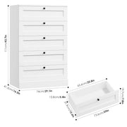 Homfa HOS-PB-214 5 Drawer White Bedroom Dresser, White
