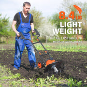 Maxlander Electric Tiller Cultivator, 14 Inch Cutting Width, 12 Amp Corded Motor, 4 Steel Tines, Foldable Handle, Garden Rototiller with Wheels