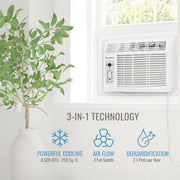 Keystone Window Air Conditioner, 8,000 BTU Cooling, Remote Control, Energy Saver, Sleep Mode, 350 Sq. Ft., White, KSTAW08DE