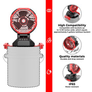 AiYchen Portable Outdoor Misting Fan, Bucket Top Design, Battery Powered, 4 Fan Speeds, 4 Mist Settings, Red