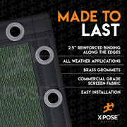 Xpose Safety Heavy Duty Privacy Screen Fence, 90% Visibility and UV Blocking, Green, 8.5 ft x 100 ft, Breathable Mesh with Stainless Brass Grommets