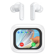 Cshidworld LX-10 Wireless Earbuds with Smart Touch Screen, Active Noise Cancellation, Bluetooth 5.4, IPX8 Sweatproof, Black and White