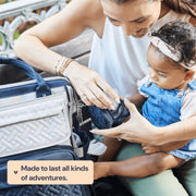 BabbleRoo Large Capacity Baby Diaper Bag Backpack, Waterproof Polyester, Black & Apricot, Includes Changing Mat and Stroller Straps