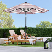 Best Choice Products 10ft Solar LED Lighted Patio Umbrella, Striped Burgundy, UV-Resistant Polyester Canopy, Steel Frame, Push-Button Tilt, Crank Handle, SKY7901