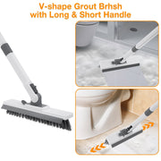 Bestnifly Shower Cleaning Brush with Locking Head, 4 in 1 Tub Tile Scrubber Brush