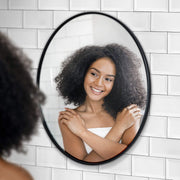 HBCY Creations Silver Circle Wall Mirror 16 Inch Round Wall Mirror for Entryways, Washrooms, Living Rooms and More (Silver, 16)