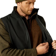 Ariat Men's Logo Softshell Vest, Water-Resistant, Black, Classic Fit, Adjustable Waist Cord, 10062587