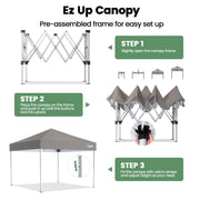 GVDV Canopy Tent, 10x10 ft Outdoor Pop Up Gazebo, Adjustable Height, Heavy Duty Steel Frame, UV Resistant Light Grey
