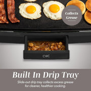 Cook With Color Electric Griddle, 1200W Ceramic-Coated Nonstick Surface, 10 in x 16 in Cooking Area, Black, YWEG1 BLK