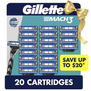 Gillette Mach3 Men's Razor Cartridges, 20 Count