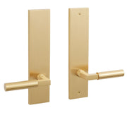 Signature Hardware EH.SSQTB.2600.42.L.SBS Tolland Brass Dummy Entrance Door Plate - Lever Handle - Left Hand - No Backset - Satin Brass