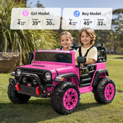 Hikiddo HK-JC316 24V 2-Seater Ride on Car Truck, 24V 4WD Ride on Toy Electric Car for Kids Boys w/Remote, Bluetooth - Pink