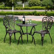PATIO-IN PAB-104BR Outdoor Bistro Set 3 Piece Cast Aluminum Patio Bistro Sets Bronze