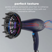 NFINITIPRO BY CONAIR 600R 1875-Watt Texture Styling Hair Dryer with Innovative Diffuser, Enhances Curls and Waves, Reduces Frizz, Dries Gently